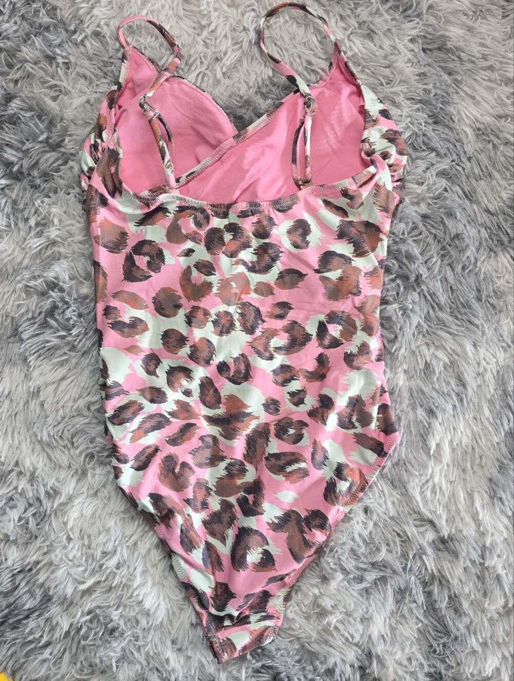 Womens Pink Leopard Print One-Piece Swimsuit, Size 38 - Picture 8 of 11